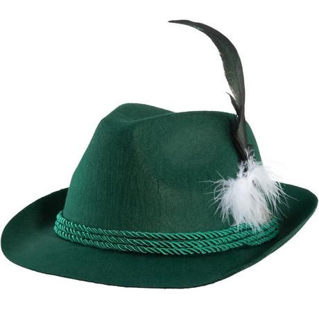Tectake  Chapeau traditionnel vert avec plume 