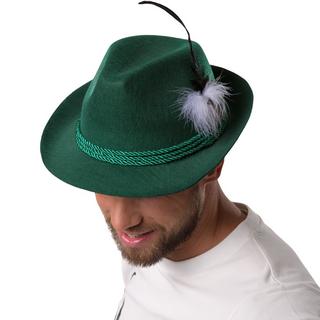 Tectake  Chapeau traditionnel vert avec plume 