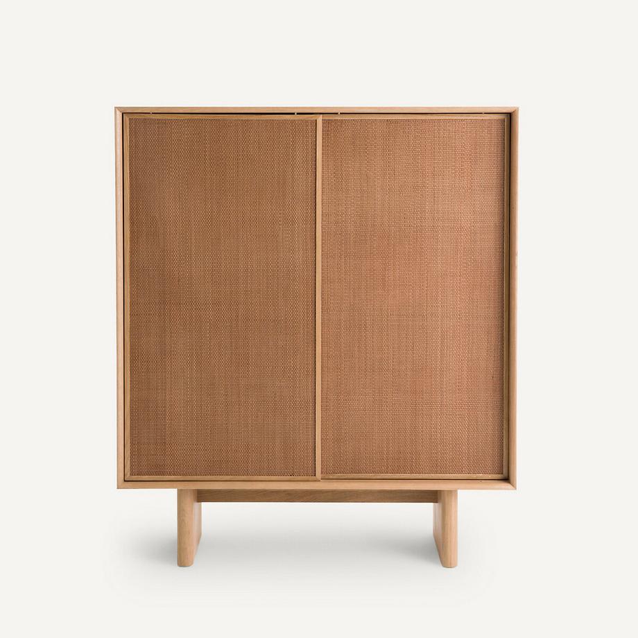 AM.PM Highboard Propono aus Eichenfurnier und Leder  