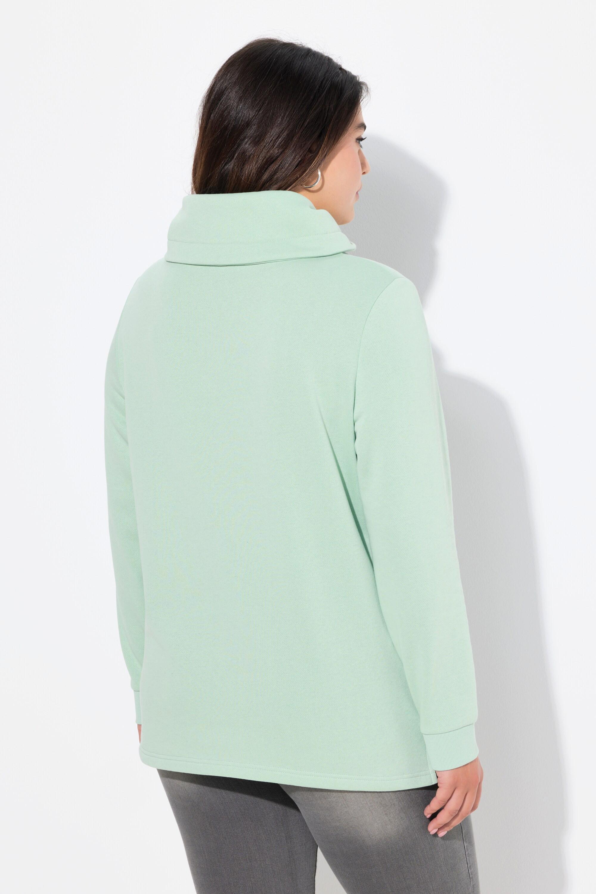 Ulla Popken Sweat Motif Floral Col Montant Manches Longues  