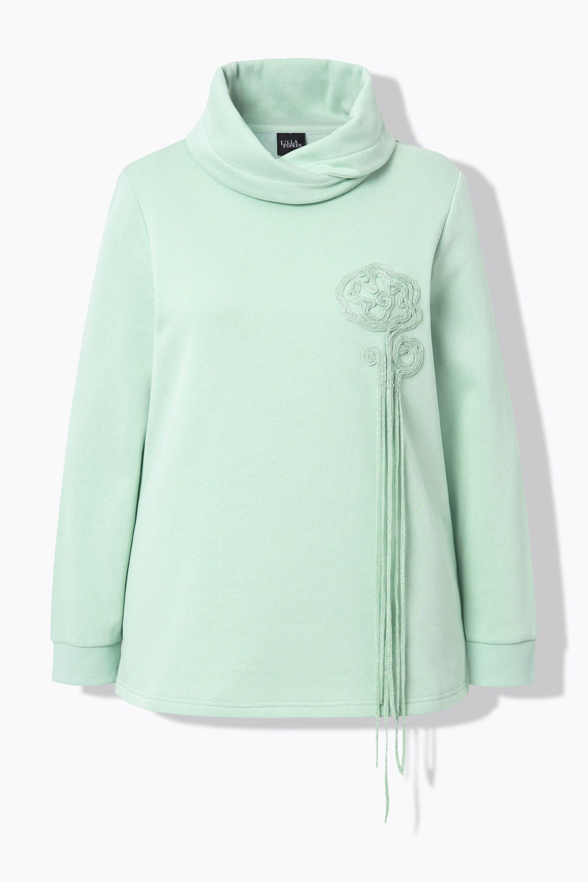 Ulla Popken Sweat Motif Floral Col Montant Manches Longues  