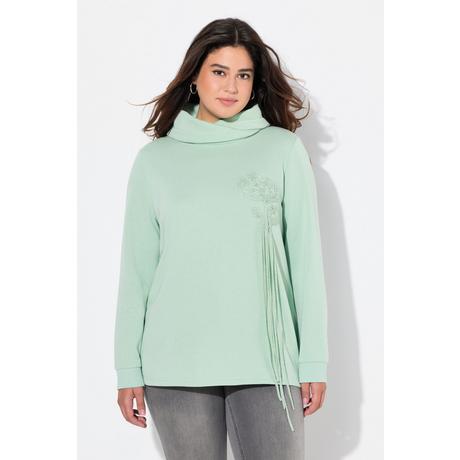 Ulla Popken Sweat Motif Floral Col Montant Manches Longues  