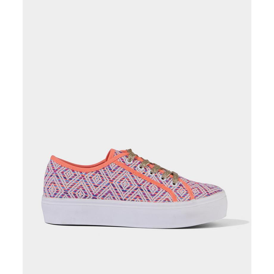 Klobige Plateau-Sportschuhe mit Azteken-Muster