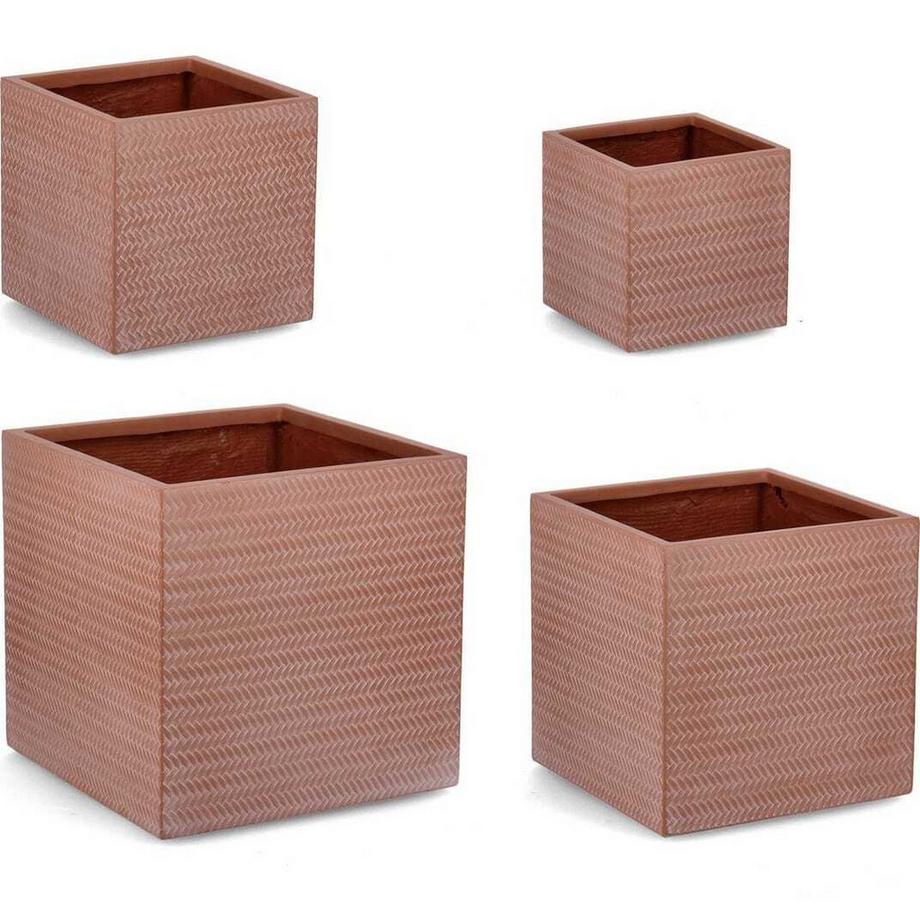 mutoni Pot à plantes Tressage Argile quad (lot de 4)  