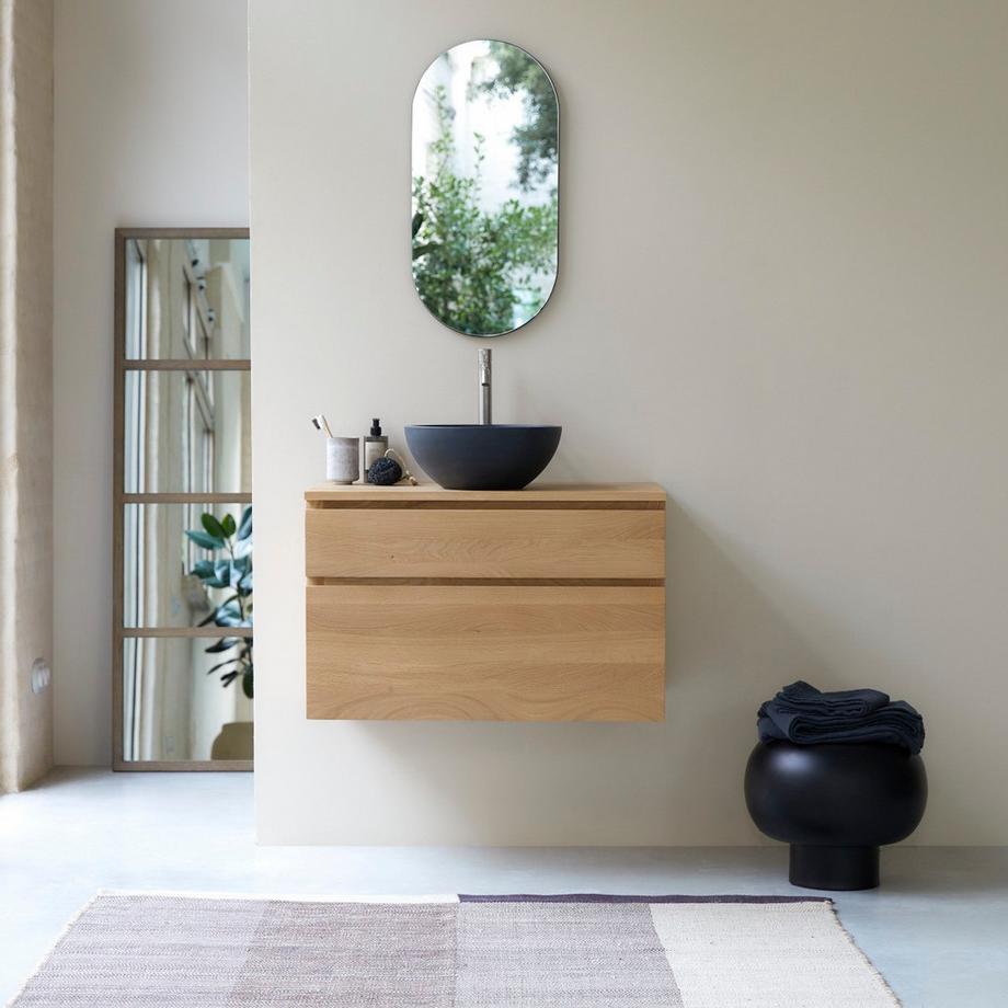 Tikamoon Meuble sous vasque en chêne massif 80 cm Jacob  