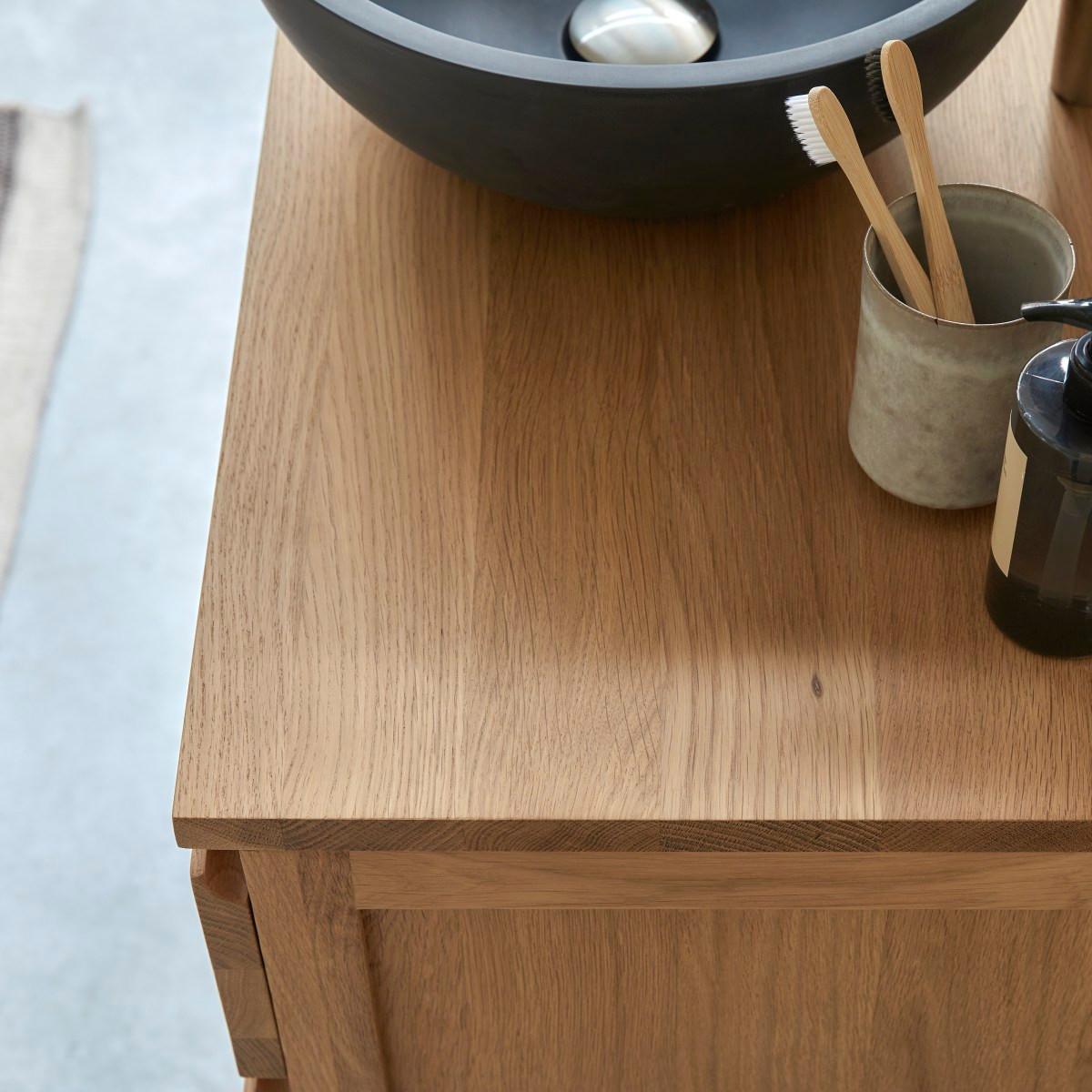 Tikamoon Mobile bagno in legno di quercia massello 80 cm Jacob  