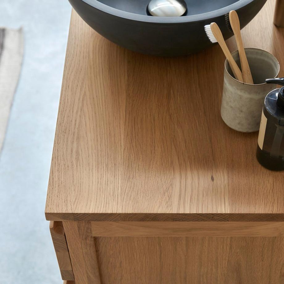 Tikamoon Meuble sous vasque en chêne massif 80 cm Jacob  