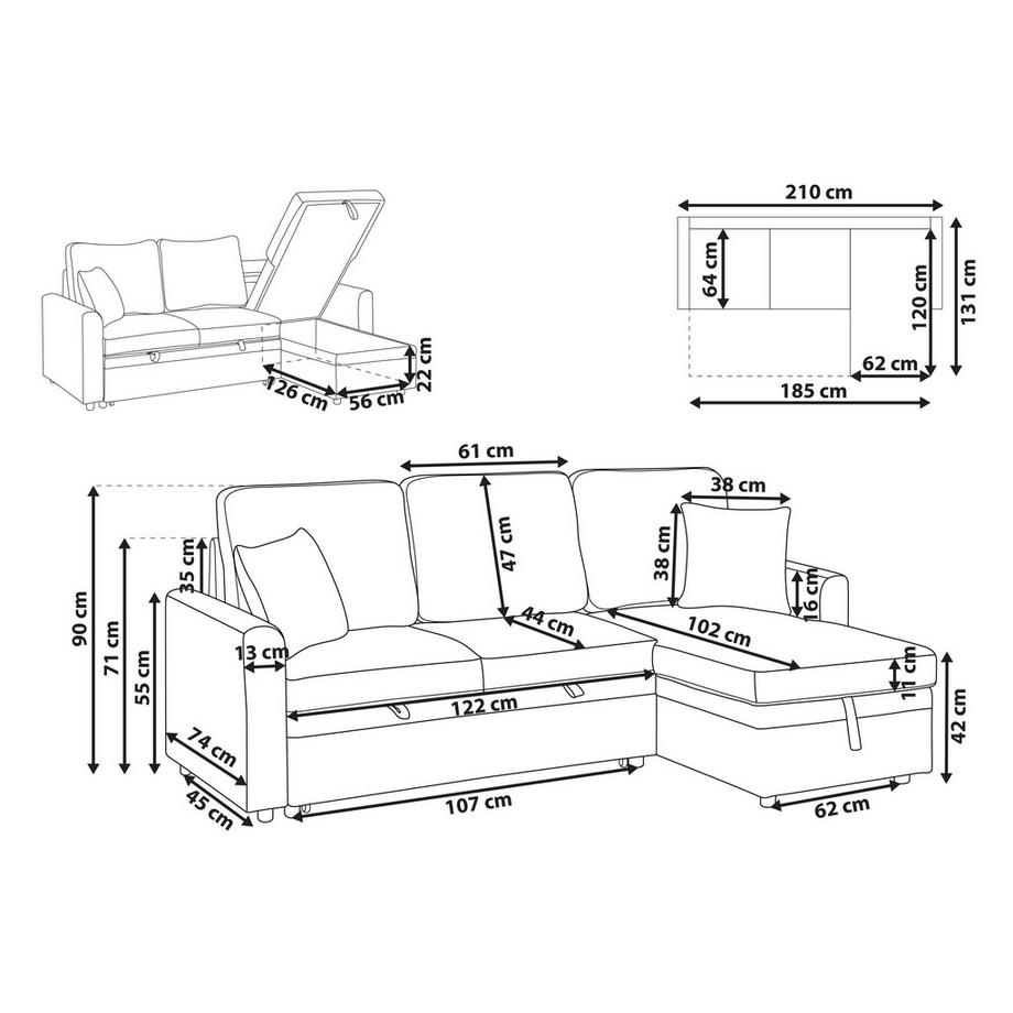 Beliani Ecksofa aus Kunstleinen  NASSJO  