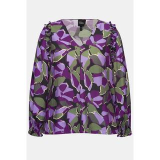 Ulla Popken Blusa A-Line Scollo a Tunica Cuciture Decorative Maniche 3/4  