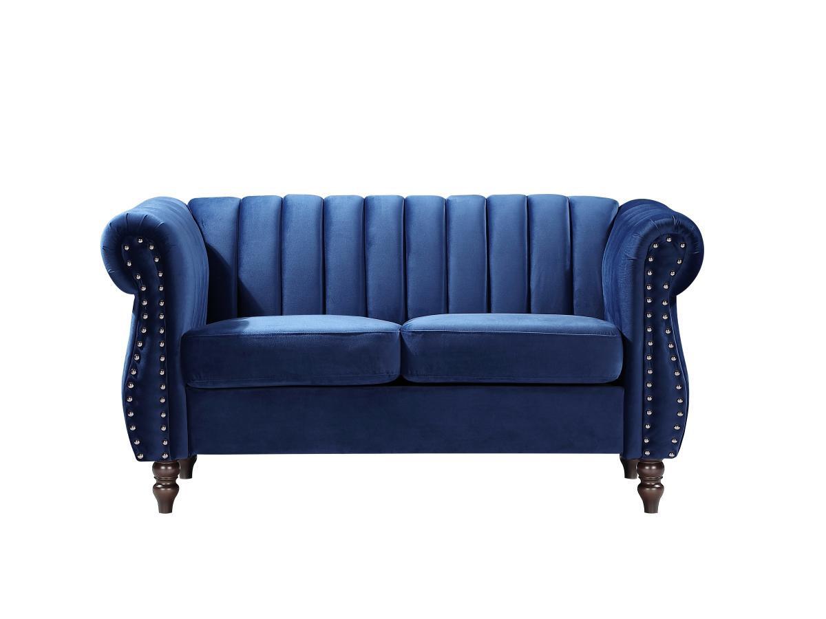 Vente-unique Chesterfield-Sofa - 2-Sitzer - Samt - Königsblau - TRUMBO  