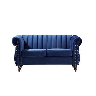 Vente-unique Chesterfield-Sofa - 2-Sitzer - Samt - Königsblau - TRUMBO  