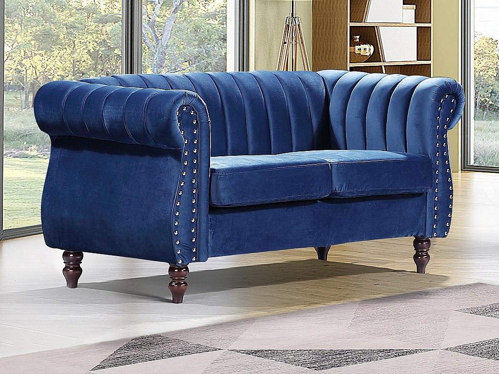 Vente-unique Chesterfield-Sofa - 2-Sitzer - Samt - Königsblau - TRUMBO  