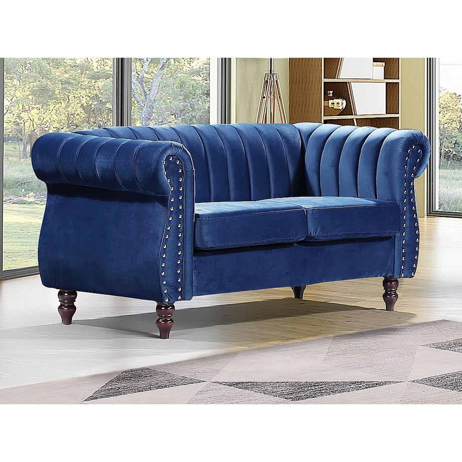 Vente-unique Chesterfield-Sofa - 2-Sitzer - Samt - Königsblau - TRUMBO  