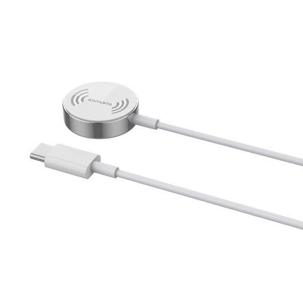 4smarts  462550 Ladegerät für Mobilgeräte Smartwatch Silber, Weiß USB Kabelloses Aufladen Indoor 