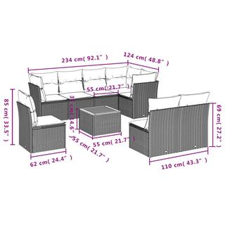 VidaXL Ensemble de canapés de jardin rotin synthétique  