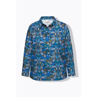 Ulla Popken Blusa Velluto a Coste Stampa Floreale Collo Camicia Maniche Lunghe  