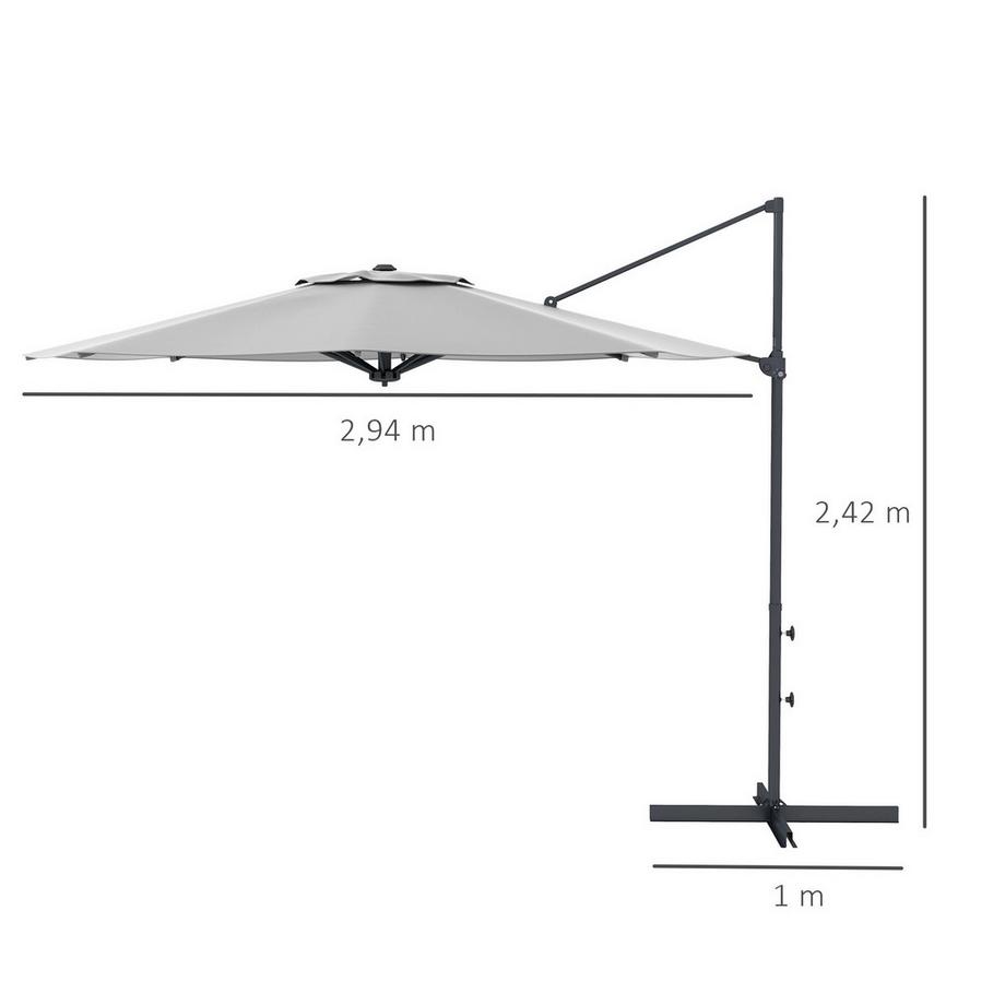 Northio Ampelschirm Ca. Ø3 M Sonnenschirm Mit Kurbel, Neigbarer Marktschirm, Drehbarer Gartenschirm Für Balkon, Terrasse, Metall, Dunkelgrau  