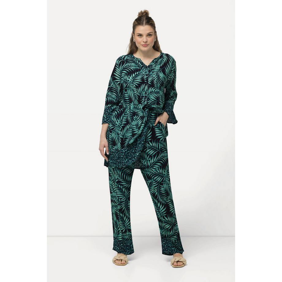 Ulla Popken Rose Palmen Elastikbund Krepp Schlupfhose  