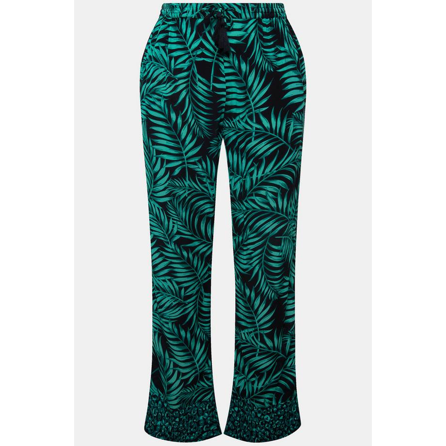 Ulla Popken Rose Palmen Elastikbund Krepp Schlupfhose  