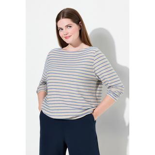Ulla Popken T-shirt rayé Encolure bateau Manches longues Coton bio  