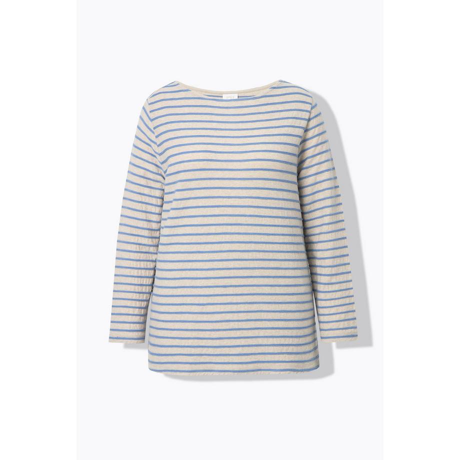 Ulla Popken T-shirt rayé Encolure Bateau Manches Longues Coton Bio  