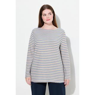 Ulla Popken T-shirt rayé Encolure bateau Manches longues Coton bio  