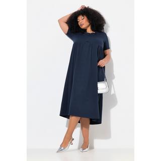 Ulla Popken  Robe maxi à manches courtes, décolleté en V avec fermeture zippée, coupe évasée 