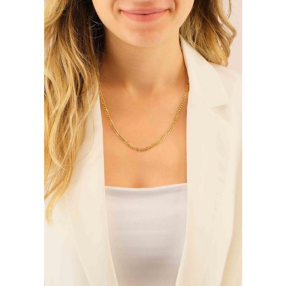 MUAU Schmuck  Collier figaro or jaune 750, 3,4mm, 60cm 