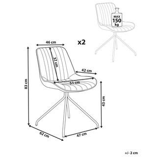 Beliani Lot de 2 chaises de salle à manger en Velours Rétro NAVASOTA  