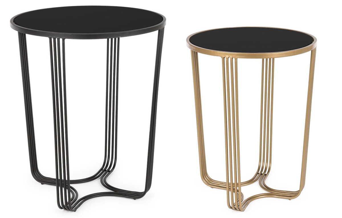 mutoni Table d&#039;appoint Afef or/noir (lot de 2)  