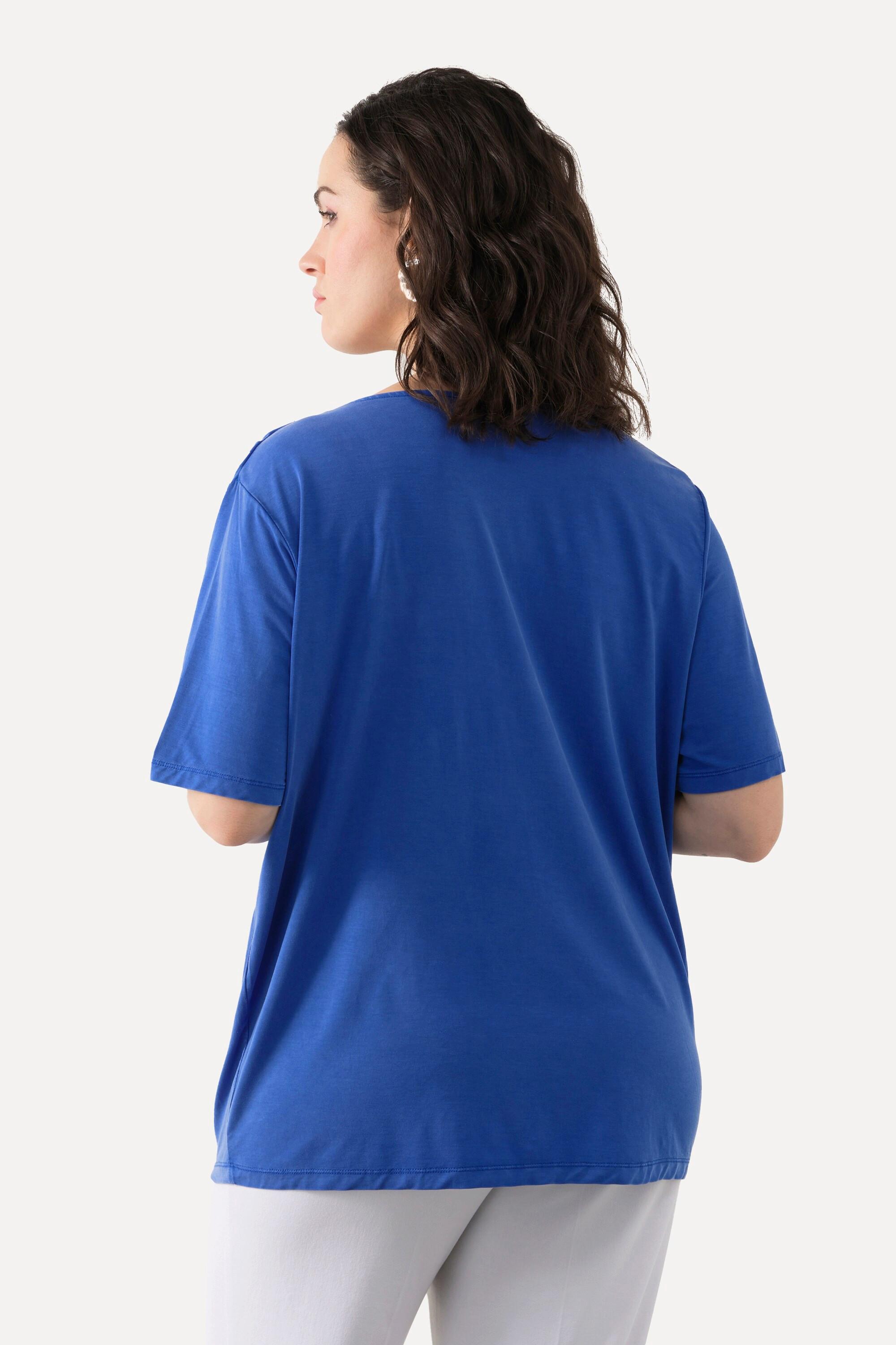 Ulla Popken T-shirt Lyocell Mezze Maniche Scollo a Goccia  