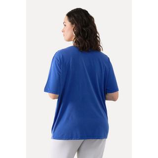 Ulla Popken Lyocell Halbarm T-Shirt Wasserfall-Ausschnitt  