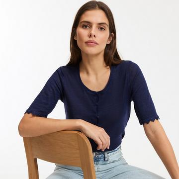 Leinenshirt mit kurzen Ärmeln