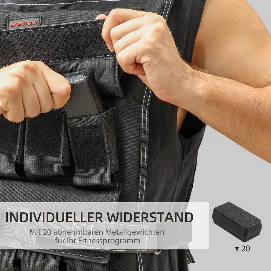 Northio  verstellbare Gewichtsweste 20kg mit Reflektierenden Streifen, Trainingsweste, Laufweste für Gewichtheben, Laufen und Fitness, Körpergewichtstraining, Männer und Frauen 