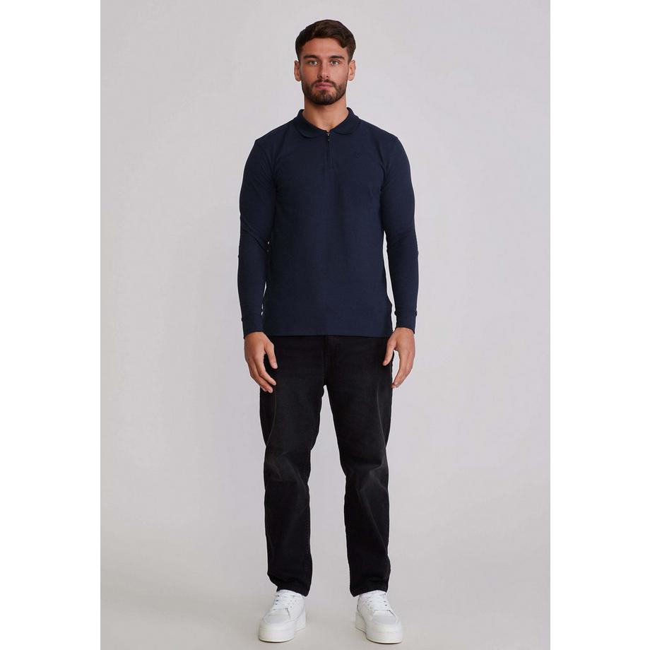 Sik Silk Polo à manches longues avec fermeture éclair  