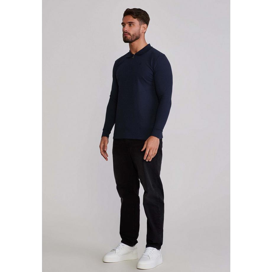 Sik Silk Polo à manches longues avec fermeture éclair  