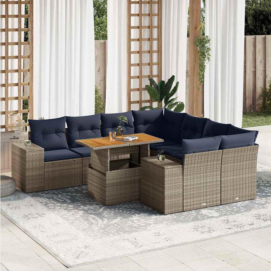 VidaXL set di divani da giardino Polirattan  