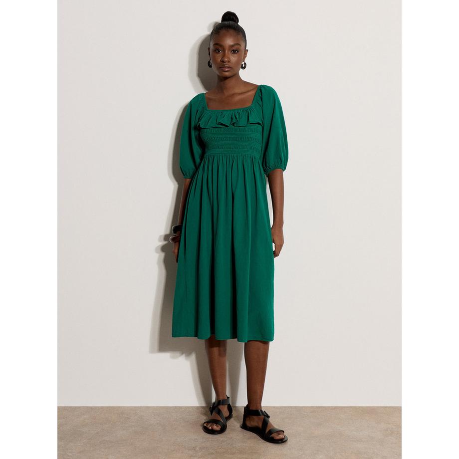 APRICOT Midi Kleid im Milchmädchen Stil mit Rüschen  