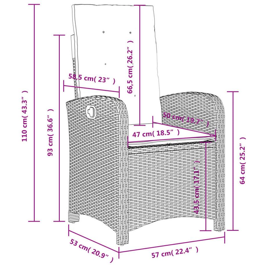 VidaXL Gartensessel verstellbar poly-rattan  