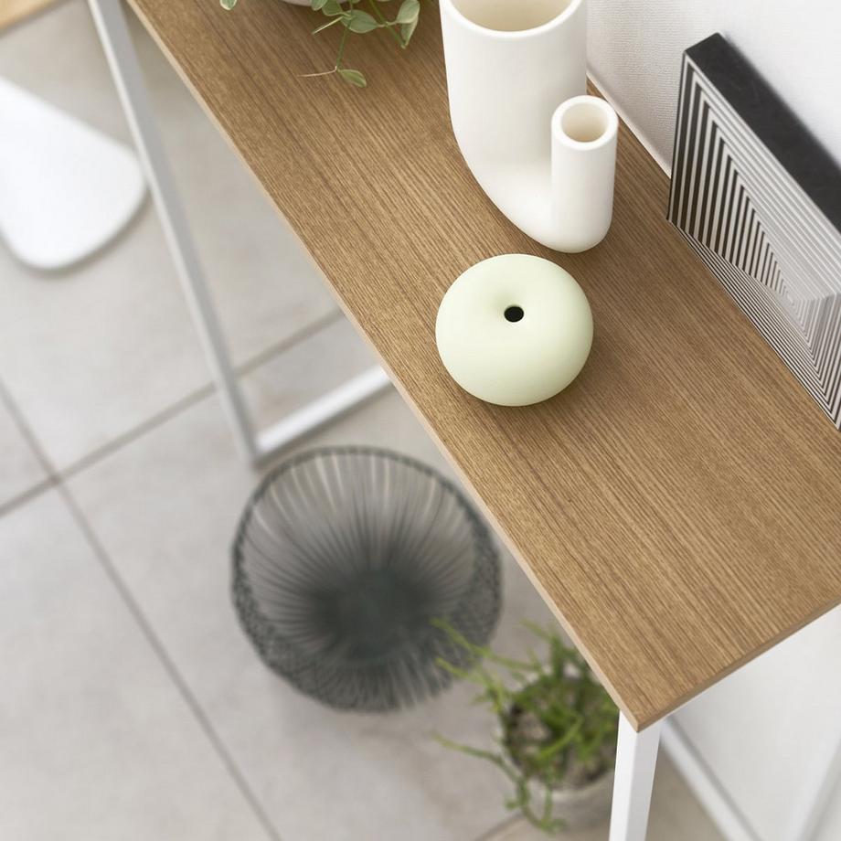 Yamazaki Consolle d'ingresso in metallo bianco e legno - L60 cm  