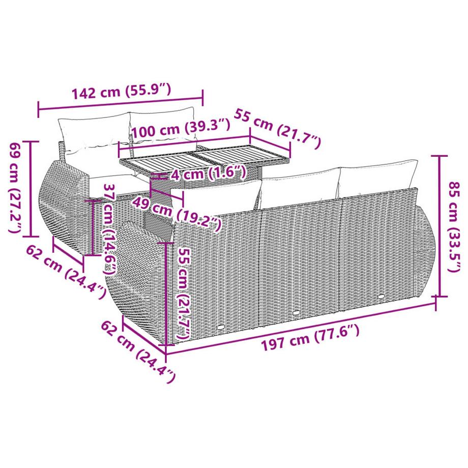 VidaXL Garten sofagarnitur poly-rattan  