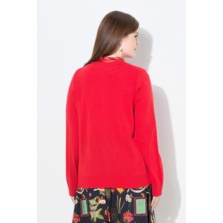 Ulla Popken Cardigan Fleurs en Satin Col Rond Manches Longues  