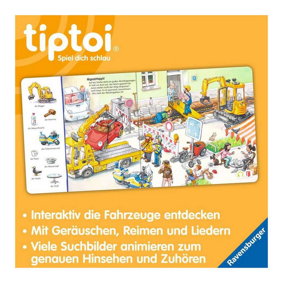 tiptoi Suchen und Entdecken: Fahrzeuge Grimm, Sandra; Baumann, Stephan (Illustrationen) Copertina rigida 