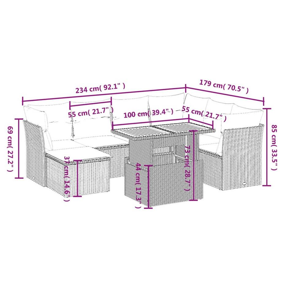 VidaXL Garten sofagarnitur poly-rattan  