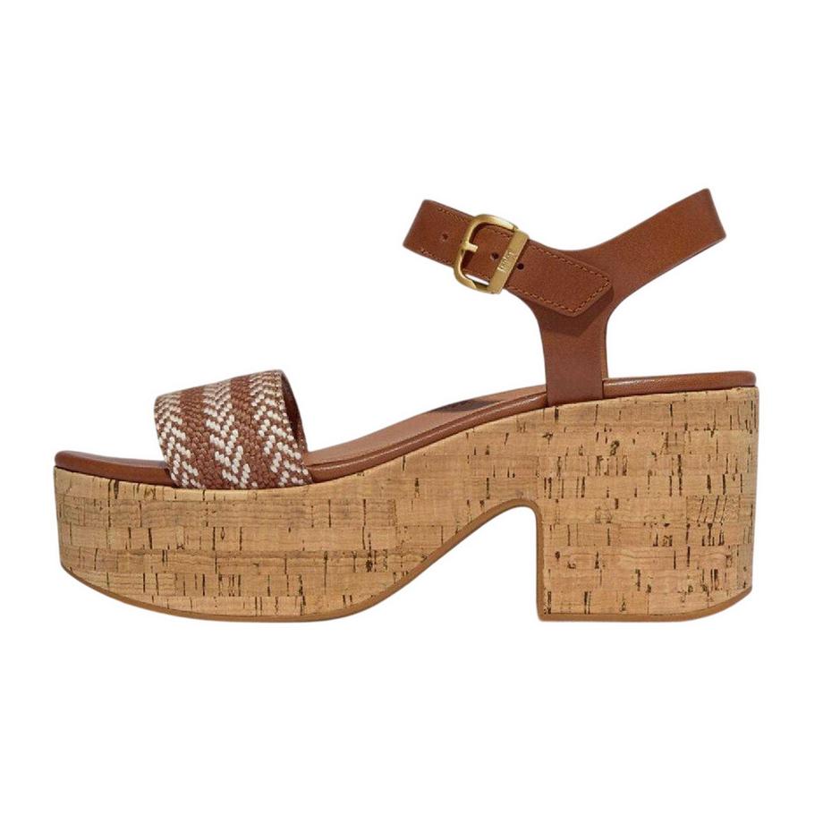 Fitflop Sandali in pelle con tacco a piattaforma e cinturini alla caviglia  