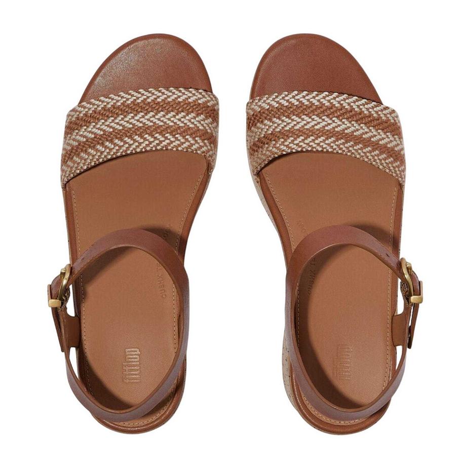 Fitflop Sandali in pelle con tacco a piattaforma e cinturini alla caviglia  