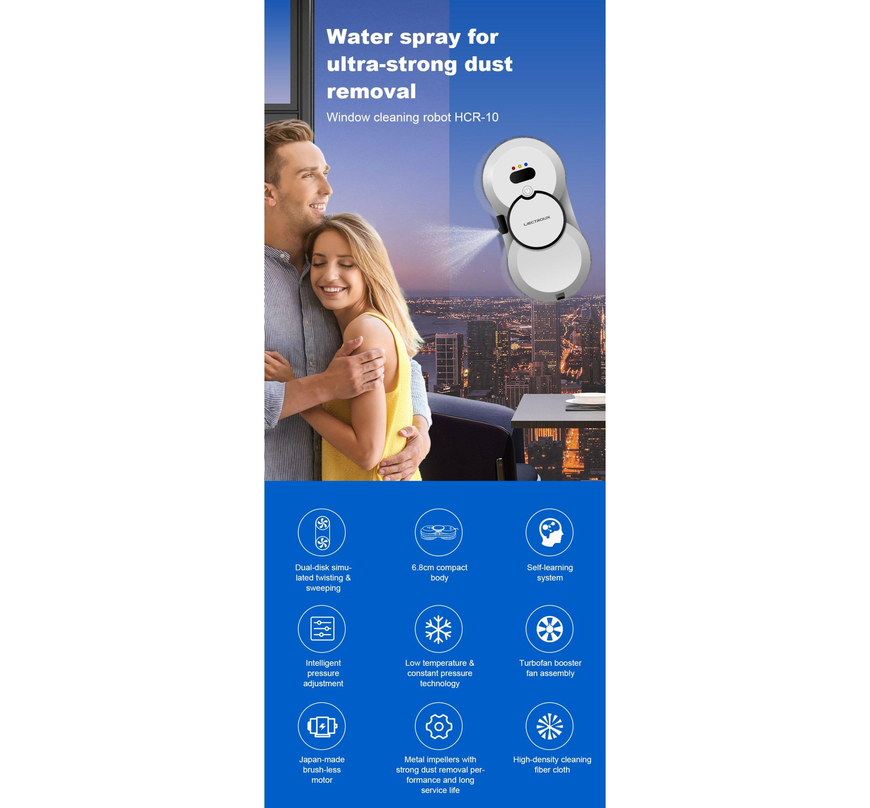 Blue Chilli Fensterreiniger HCR-10 mit Fernbedienung, 80 W, 5600 PA, Saugleistung, Grenzerkennung, Absturzsicherung  