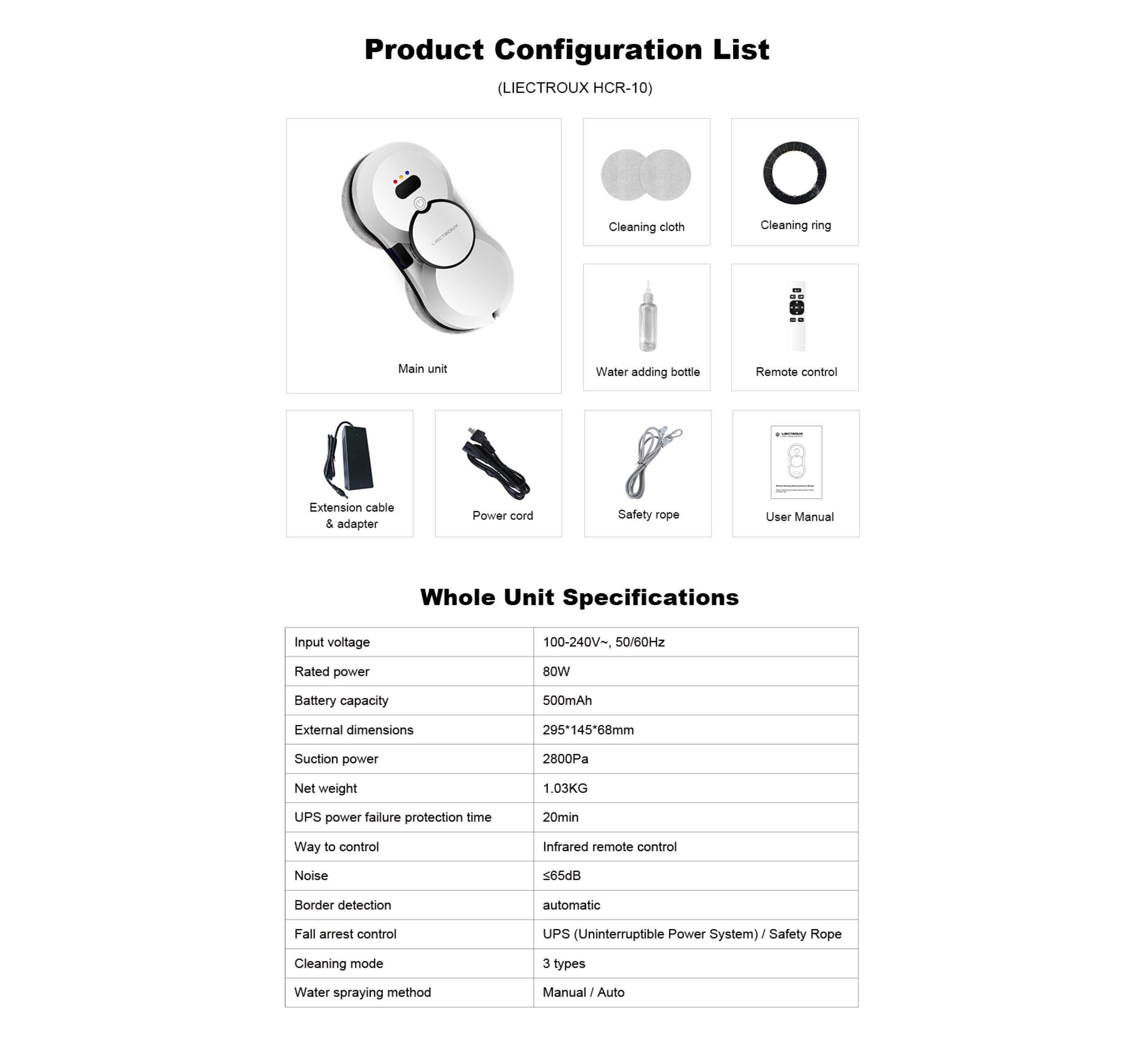 Blue Chilli Fensterreiniger HCR-10 mit Fernbedienung, 80 W, 5600 PA, Saugleistung, Grenzerkennung, Absturzsicherung  