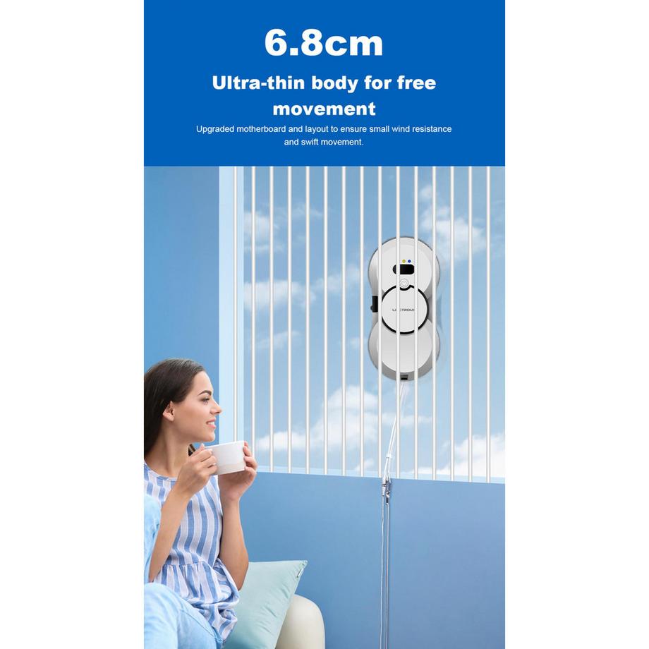 Blue Chilli Fensterreiniger HCR-10 mit Fernbedienung, 80 W, 5600 PA, Saugleistung, Grenzerkennung, Absturzsicherung  