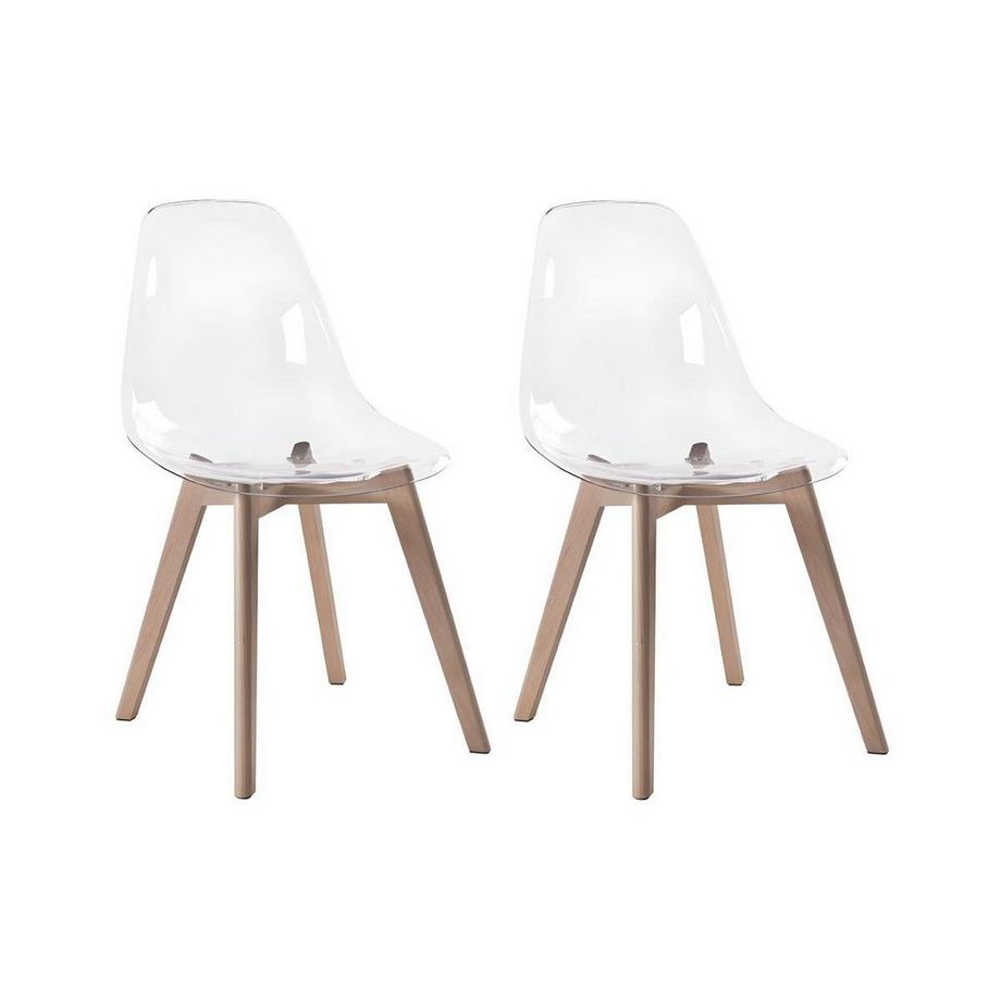 Lot de 2 chaises AUDRA Polycarbonate Hêtre Transparent